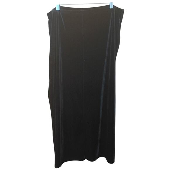 Vintage Black Velvet Holiday Winter Fall Elastic Waist Long Maxi Length Woman XL - Picture 3 of 6